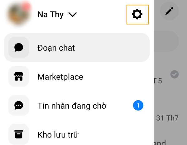 chọn biểu tượng avatar hoặc biểu tượng 3 dấu gạch ngang ở góc trái