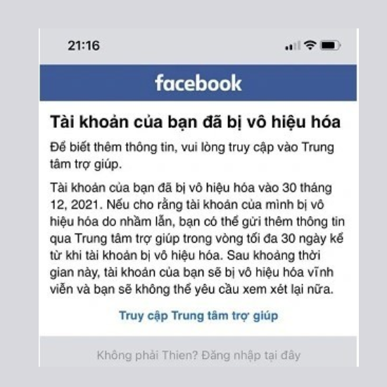 Lưu ý khi mở tài khoản facebook bị vô hiệu hóa 30 ngày