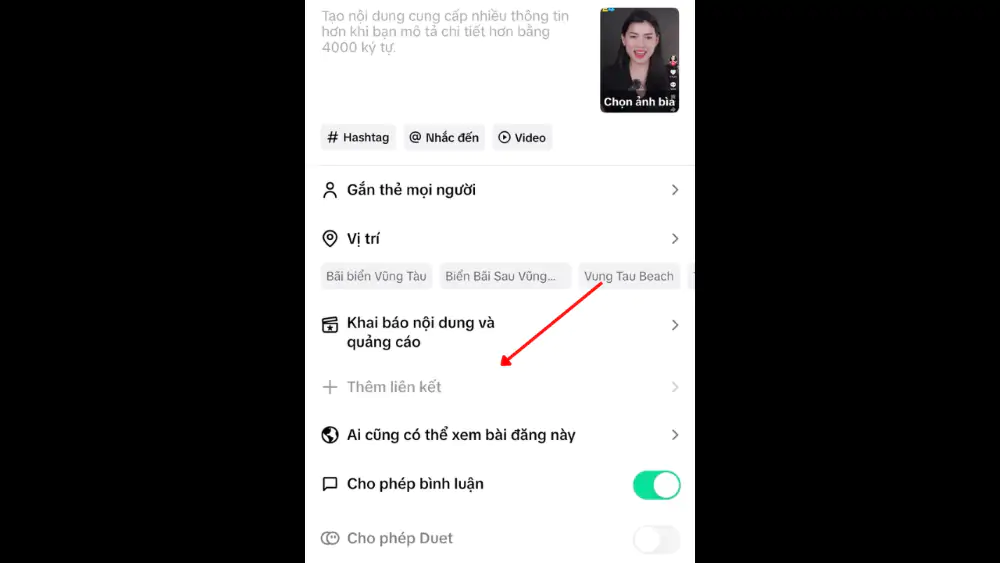 Cách đăng video gắn link bước 2