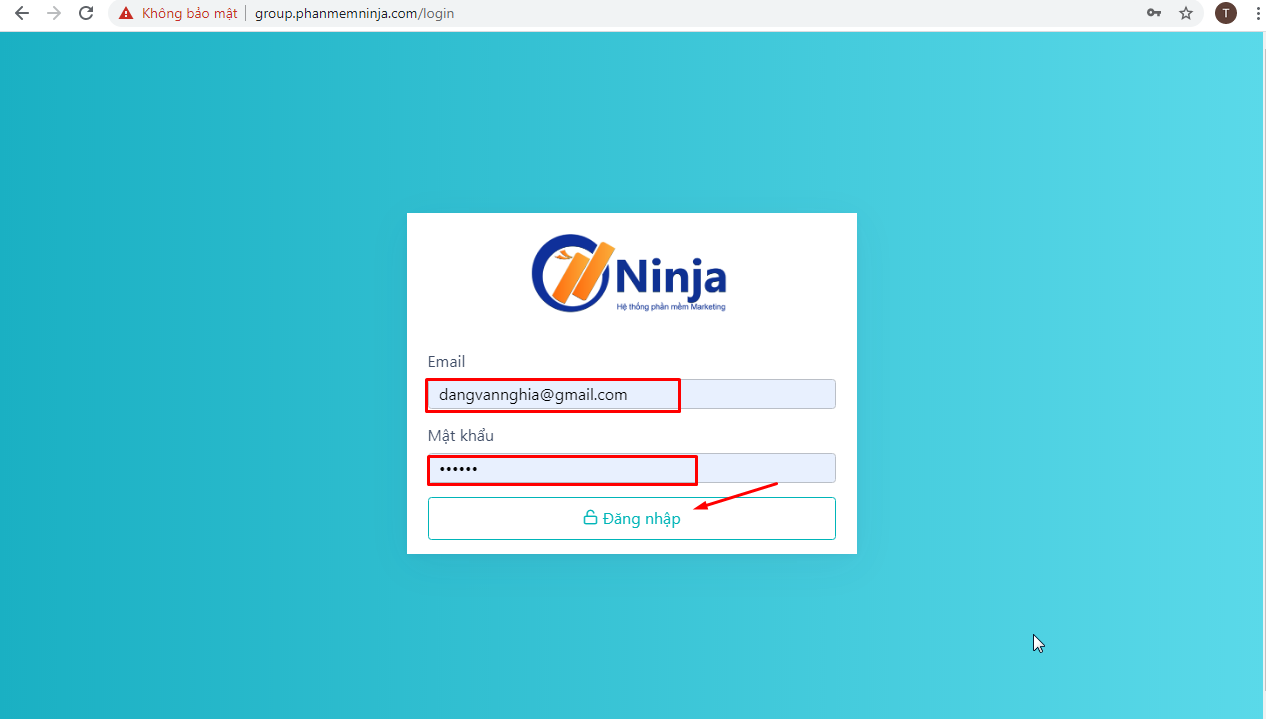 Đăng nhập phần mềm Ninja Group